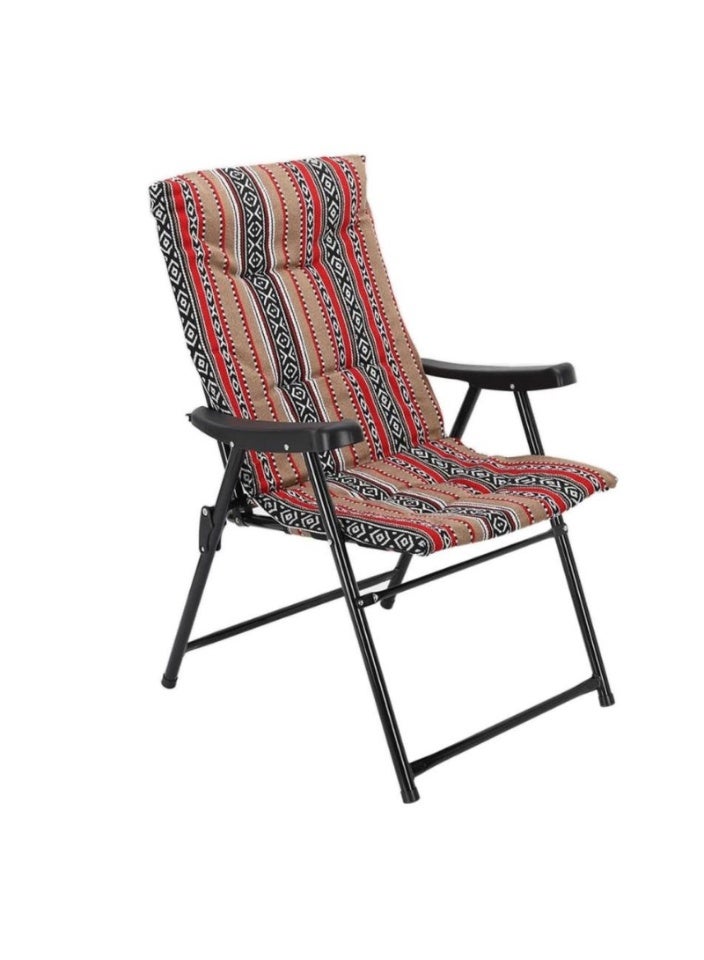 سمارت هوم كرسي رحلات تراثي قابل للطي مبطن مريح – كرسي محمول للبر والتخييم والحديقة مع مسند يد وظهر (مقاس 45×45×92 سم) - Image 2