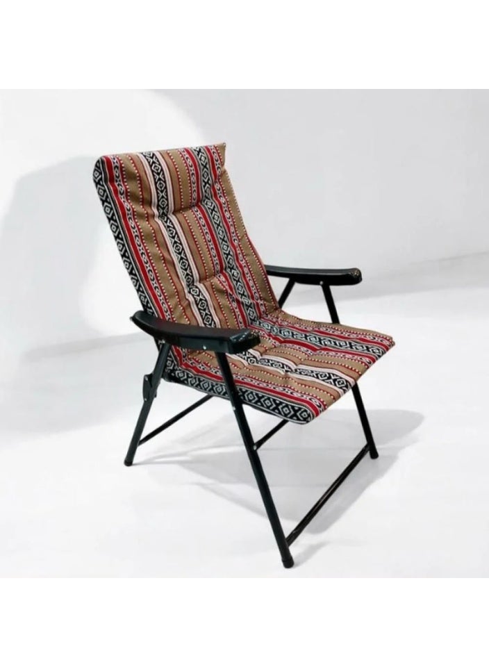 سمارت هوم كرسي رحلات تراثي قابل للطي مبطن مريح – كرسي محمول للبر والتخييم والحديقة مع مسند يد وظهر (مقاس 45×45×92 سم) - Image 1