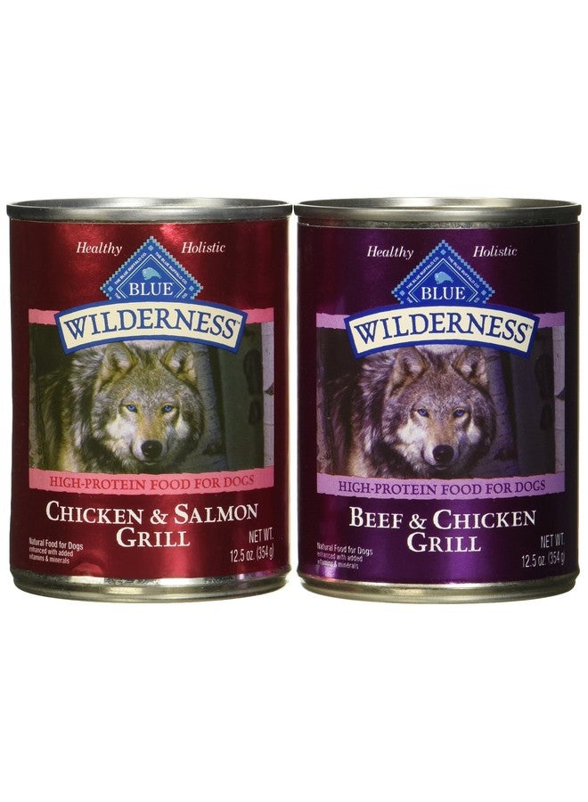 بلو بافلو طعام بلو بافالو وايلدرنس للكلاب البالغة، غني بالبروتين، من لحم البقر والدجاج والسلمون والدجاج، خالي من الحبوب، علب سعة ١٢.٥ أونصة (عبوة من ٦ قطع) - Image 1