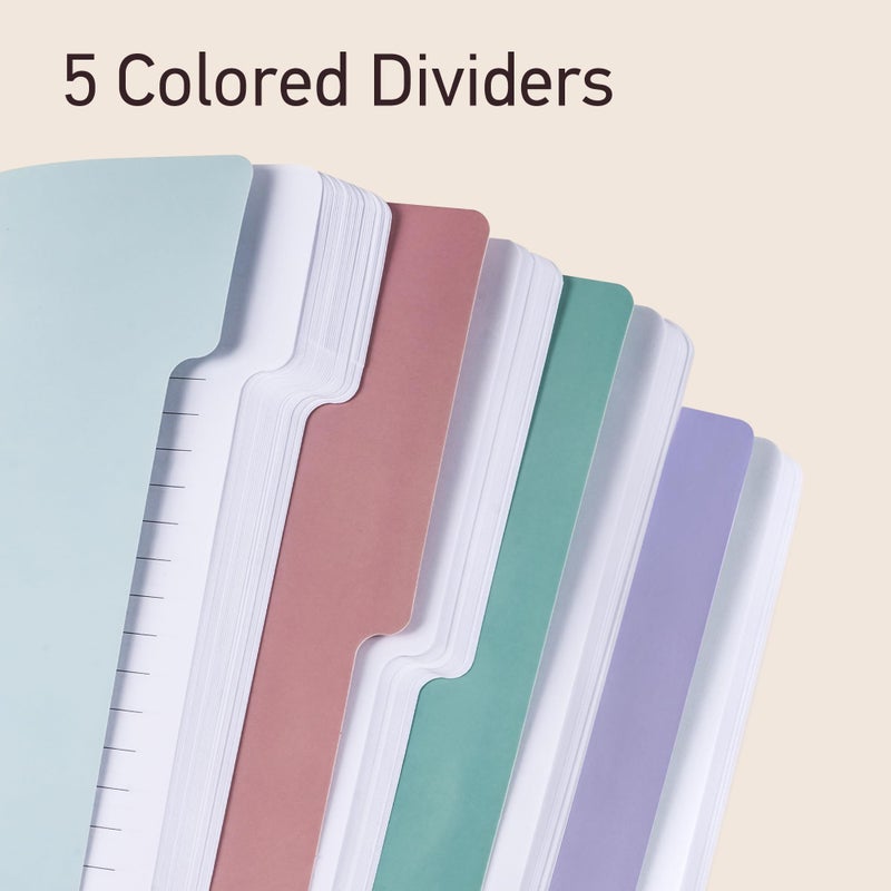 Yoment Hardcover Spiral Notebooks for Work School, B5 Journal Notebook with Tabs Dividers, Multi 5 Subject Notebook College Ruled, 240 Pages Lined Journal for Women, Pink - Image 2