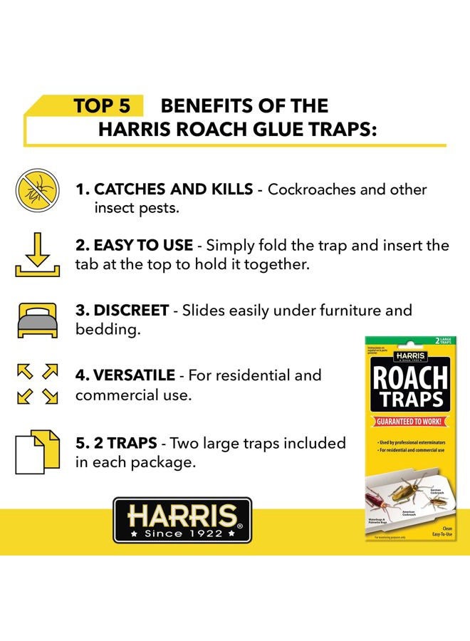 Harris فخاخ لاصقة للصرصور من هاريس RTRP مع طُعم (عبوة 2)، طبيعية وخالية من المبيدات، صفراء - Image 2