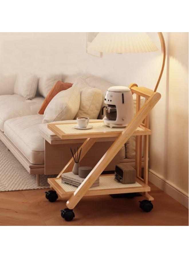 Bamboo End Table with Wheels – Stylish and Practical Storage Solution for Living Room, Balcony, and Flower Shops - Image 1