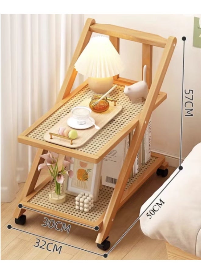 Bamboo End Table with Wheels – Stylish and Practical Storage Solution for Living Room, Balcony, and Flower Shops - Image 2