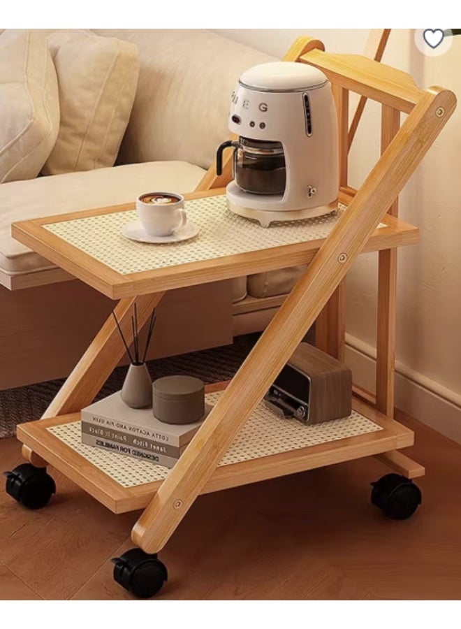 Bamboo End Table with Wheels – Stylish and Practical Storage Solution for Living Room, Balcony, and Flower Shops - Image 3