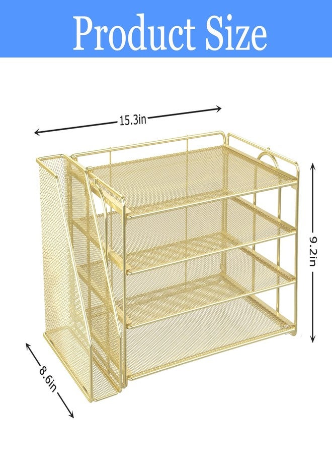 gianotter Desk Organizers and Accessories, 4T Paper Organizer with File Holder, File Organizer for Desk, Desktop Organizer for Office and Home Office Supply Storage (Gold) - Image 4