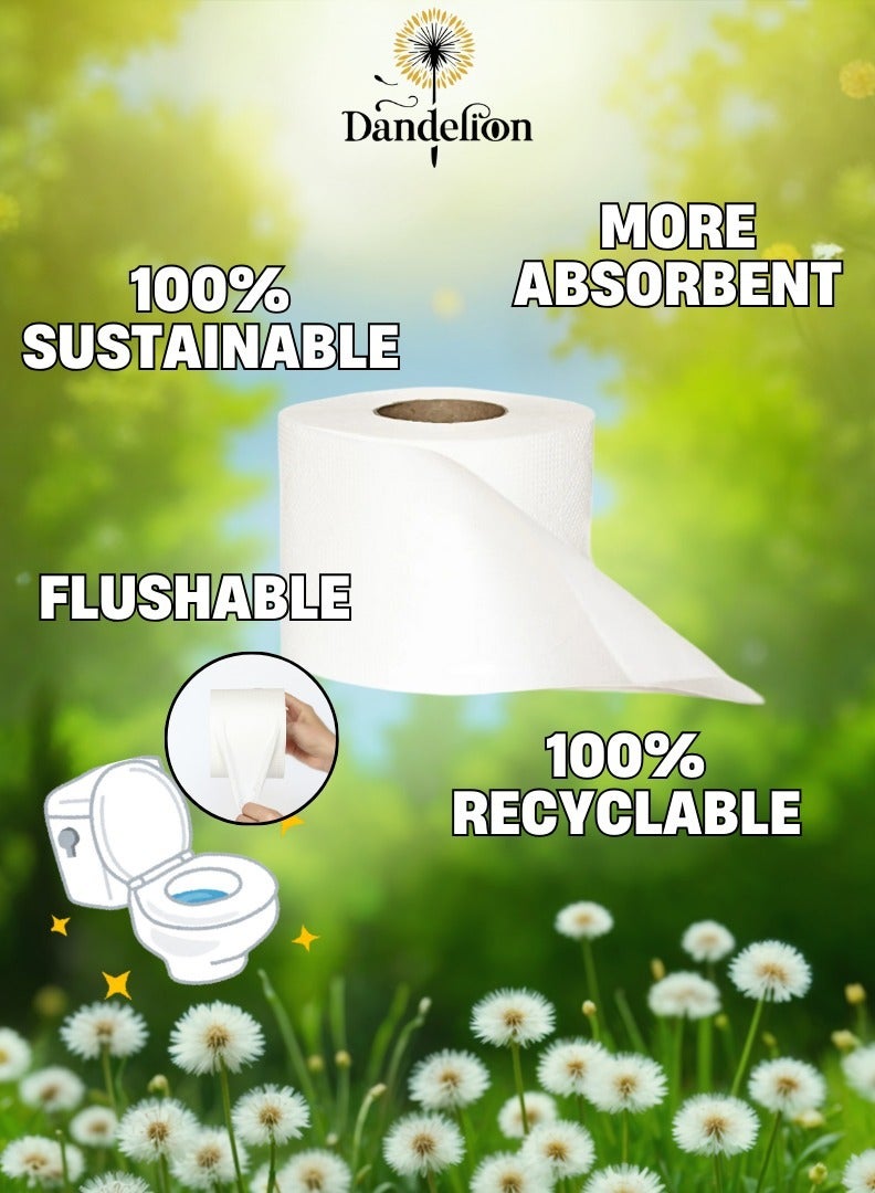 دانديليون ورق تواليت فاخر 2 رقائق، 10 لفات × 400 ورقة - يدوم طويلا - أبيض - Image 4