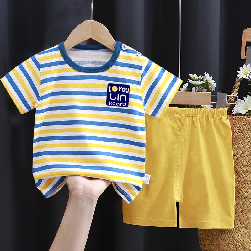 Infant Cotton T-Shirt Combo New Arrival K078-Blue Orange Short Cover
