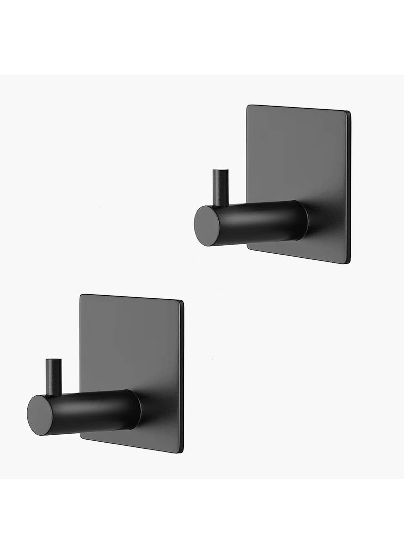 Prime Cart Prime Cart Adhesive Stainless Steel Self Hooks for Wall Heavy Duty Hooks for HangingTower Clothes Hanger for WallBathroom Kitchen Pack of 2 Black  - Image 1