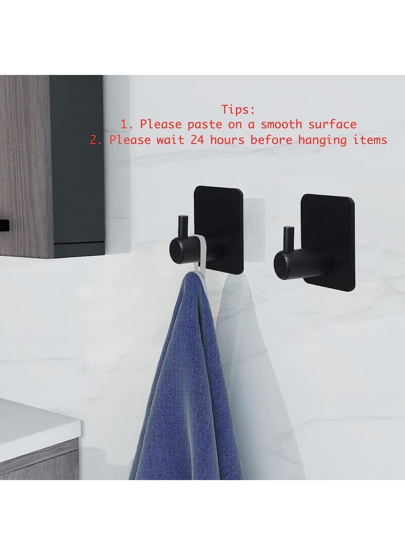 Prime Cart Prime Cart Adhesive Stainless Steel Self Hooks for Wall Heavy Duty Hooks for HangingTower Clothes Hanger for WallBathroom Kitchen Pack of 2 Black  - Image 3