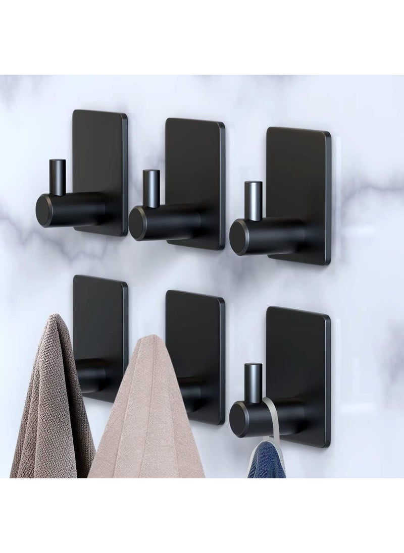 Prime Cart Prime Cart Adhesive Stainless Steel Self Hooks for Wall Heavy Duty Hooks for HangingTower Clothes Hanger for WallBathroom Kitchen Pack of 2 Black  - Image 2