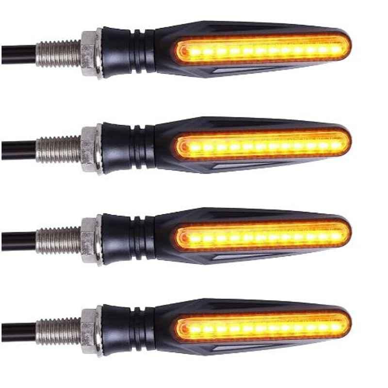 Autozap Original 100% Waterproof Flexible Rubber 12 Led KTM Style Indicators SMD High Bright Universal for All Bikes Models Turn Signal Lights Motorcycle (Amber, Pack Of 4) - Image 1