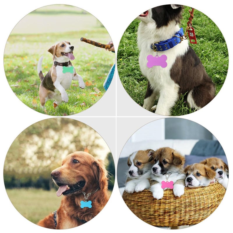 38mm Blank Bone Shaped Pet ID Tags Mixed Colors DIY Keychain For Dog Cat Collars - Image 4