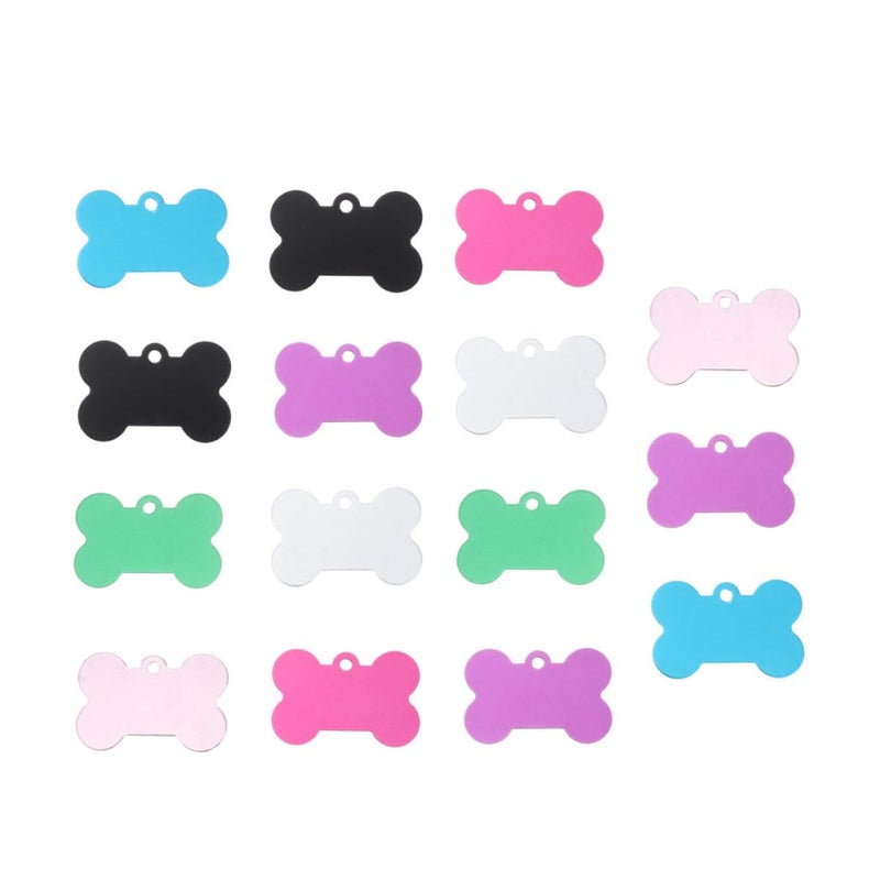 38mm Blank Bone Shaped Pet ID Tags Mixed Colors DIY Keychain For Dog Cat Collars - Image 2