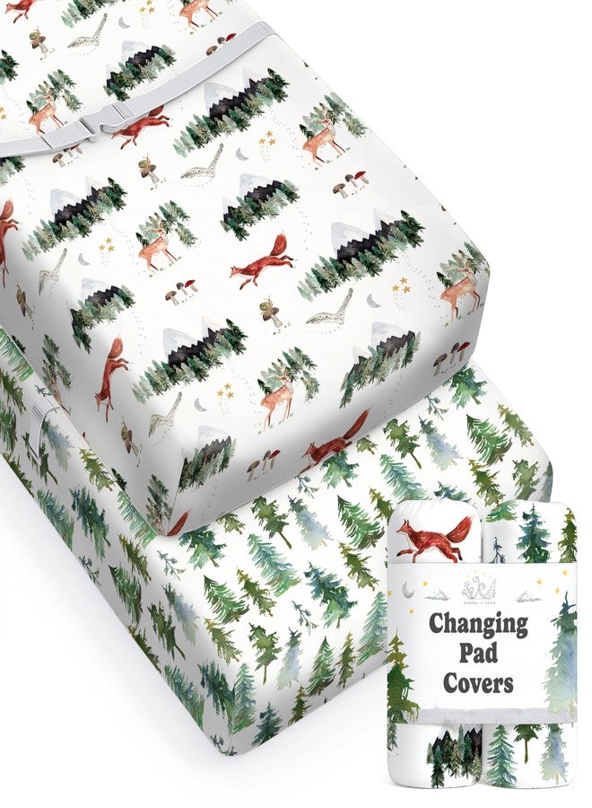 Sorrel + Fern Baby Changing Pad Cover 2-Pack for Boys, Girls (Woodland Forest Animals) - Premium Fitted Sheets Baby Diaper Changing Table Cover - Buttery Soft Cotton Blend - Image 1