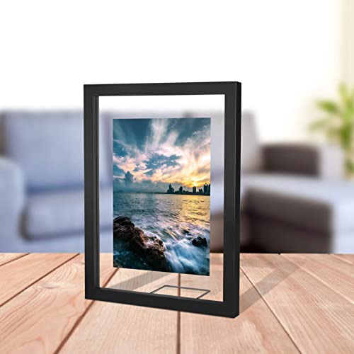 ONE WALL 11x14 Inch Floating Frame, Black Wood Double Glass Float Picture Frame Display 11x14/8x10/5x7 Inch Photos or Plant or Petal Specimens for Wall and Tabletop - Mounting Accessories Included - Image 4