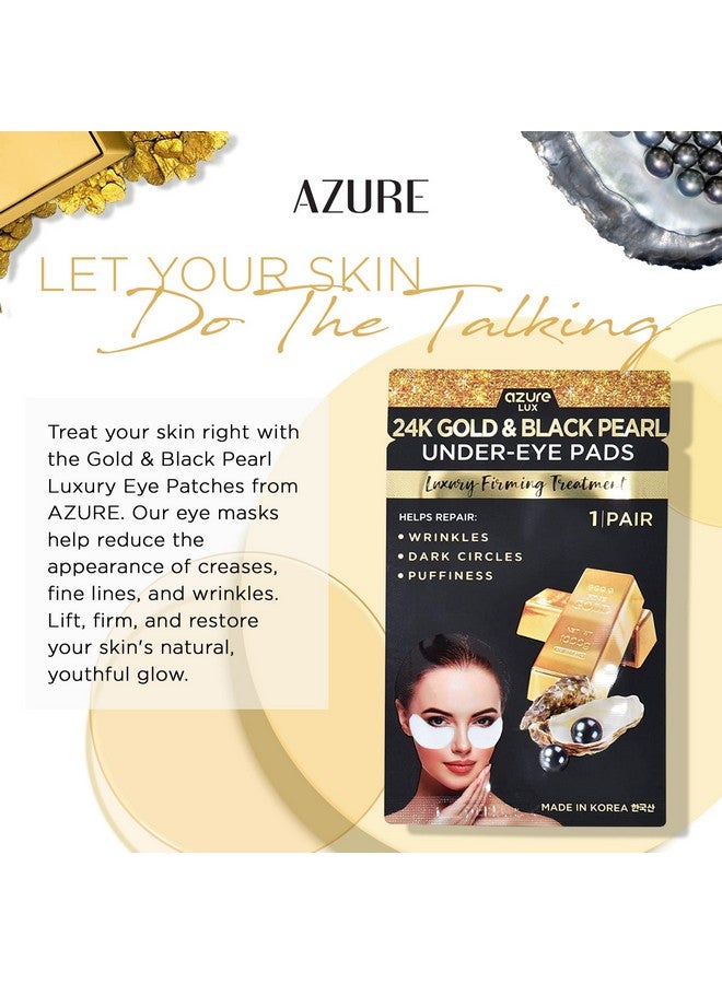 Azure Cosmetics Azure 24K Gold & Black Pearl Luxury Firming Under Eye Pads Moisturizing & Restoring Eye Mask Patches Reduces Fine Lines Wrinkles Dark Circles & Puffiness Skin Care Made In Korea 5 Pairs - Image 3