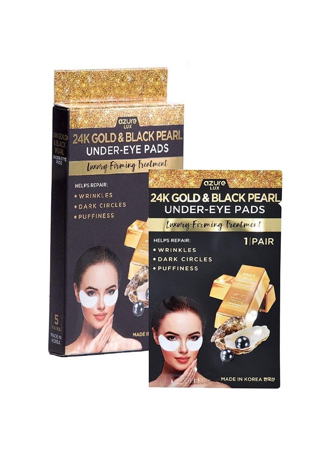 Azure Cosmetics Azure 24K Gold & Black Pearl Luxury Firming Under Eye Pads Moisturizing & Restoring Eye Mask Patches Reduces Fine Lines Wrinkles Dark Circles & Puffiness Skin Care Made In Korea 5 Pairs - Image 1