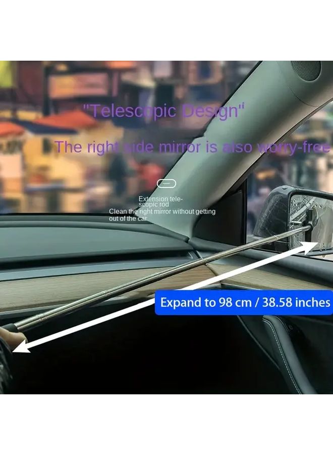 Black Telescopic Car Wiper Extendable Stainless Steel Frame Silicon Blade For Windshield Window Cleaning - Image 3