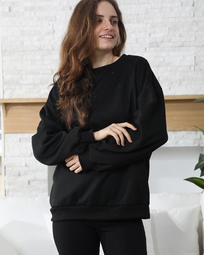 Chicingyou 2 Pack Women's Sherpa Lined Sweatshirts Crewneck Fleece Pullover Long Sleeve Tops Winter Soft Sweatshirts no hood(Black, Pink,M) - Image 2