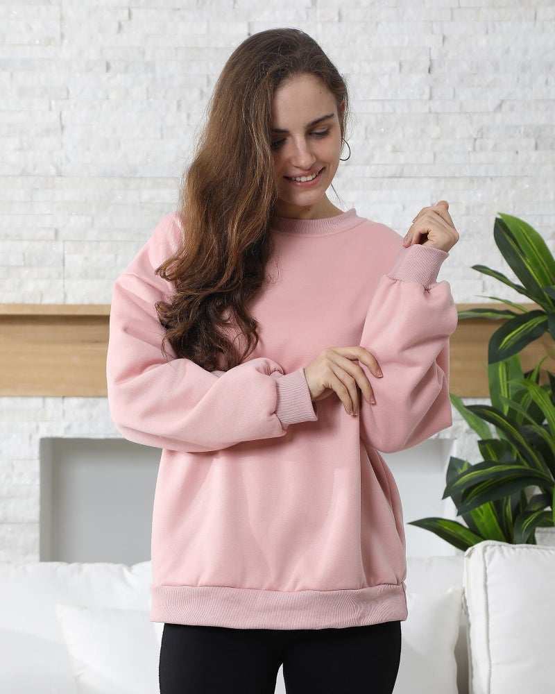 Chicingyou 2 Pack Women's Sherpa Lined Sweatshirts Crewneck Fleece Pullover Long Sleeve Tops Winter Soft Sweatshirts no hood(Black, Pink,M) - Image 3
