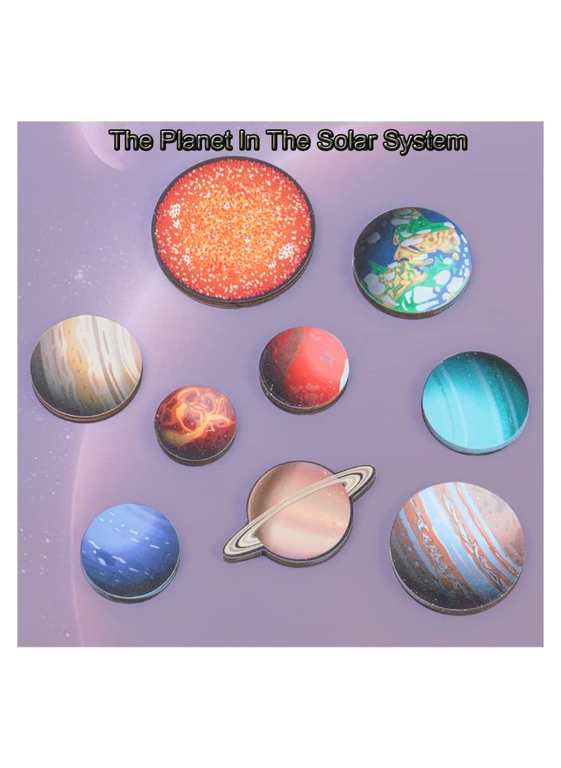 SYOSI - Solar System Puzzles for Kids Age 3-5, Montessori Space Toy Wooden Jigsaw Planets Early Learning Game Astronomy Puzzle Space Education Learning Montessori Toys for Toddlers Baby Boy Girl - Image 1