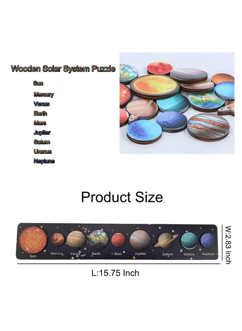 SYOSI - Solar System Puzzles for Kids Age 3-5, Montessori Space Toy Wooden Jigsaw Planets Early Learning Game Astronomy Puzzle Space Education Learning Montessori Toys for Toddlers Baby Boy Girl - Image 1