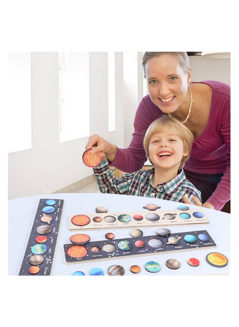 SYOSI - Solar System Puzzles for Kids Age 3-5, Montessori Space Toy Wooden Jigsaw Planets Early Learning Game Astronomy Puzzle Space Education Learning Montessori Toys for Toddlers Baby Boy Girl - Image 1
