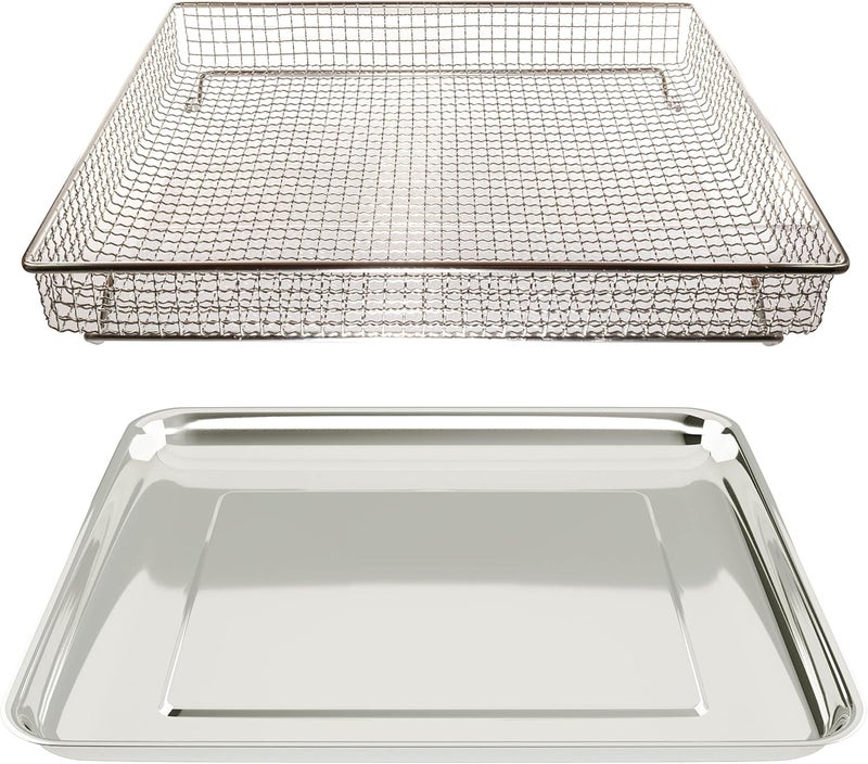 Univen Stainless Steel Baking Tray Pan and Air Fryer Basket Compatible with Cuisinart Airfryer TOA060 and TOA065 - Image 1