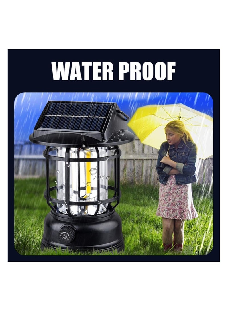 SYOSI Solar Camping Lantern, Battery Powered LED Camping Light, COB High Brightness Waterproof Vintage Portable Tent Light for Indoor Outages Hiking Emergency Power Outage Hurricane Supplies - Image 3