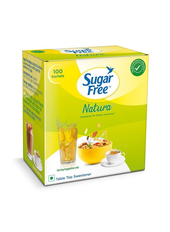 Sugar Free Sugar Free Natura, 100 Sachet | Equivalent to Sweetness from 1Kg Sugar |100% Safe| Scientifically Proven & Tested|Sweet like Sugar but with zero calories| 75 g  - Image 1
