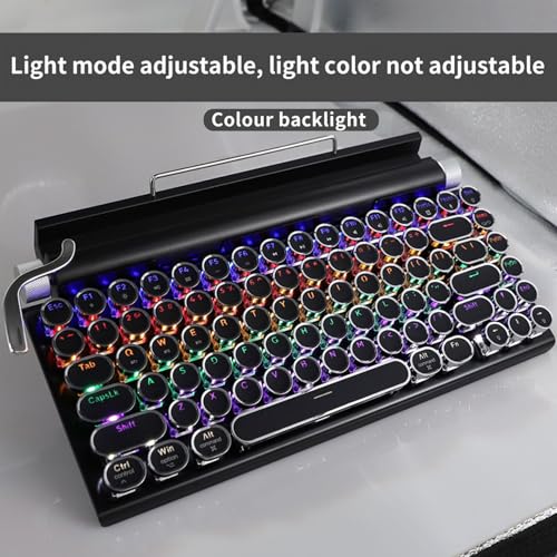 Adventurers Typewriter Style Retro Mechanical Keyboard LED Backlight 83 Keys Bluetooth 5.0 Blue Axis, Suitable Desktop Computers/Laptops Mac/Mobile Punk Keys, Black, 12.8 x 6.6 x 1.6 inches - Image 4