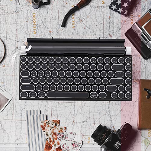 Adventurers Typewriter Style Retro Mechanical Keyboard LED Backlight 83 Keys Bluetooth 5.0 Blue Axis, Suitable Desktop Computers/Laptops Mac/Mobile Punk Keys, Black, 12.8 x 6.6 x 1.6 inches - Image 5