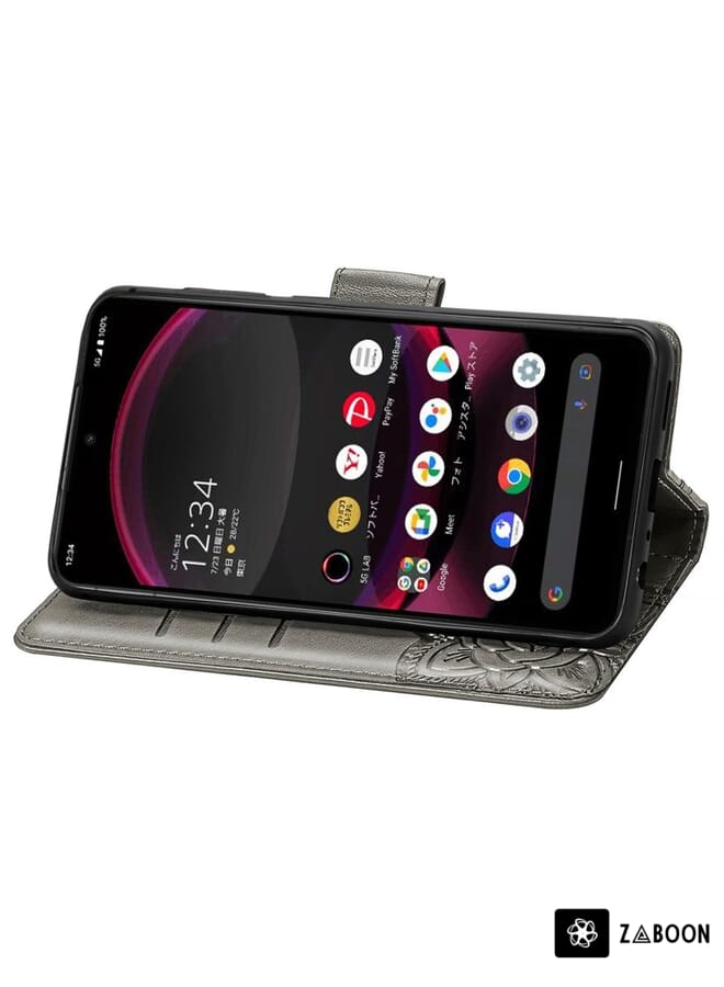 Zaboon Protective Case For Sharp Aquos R8 Pro Butterfly Love Flower Embossed Leather - Image 2