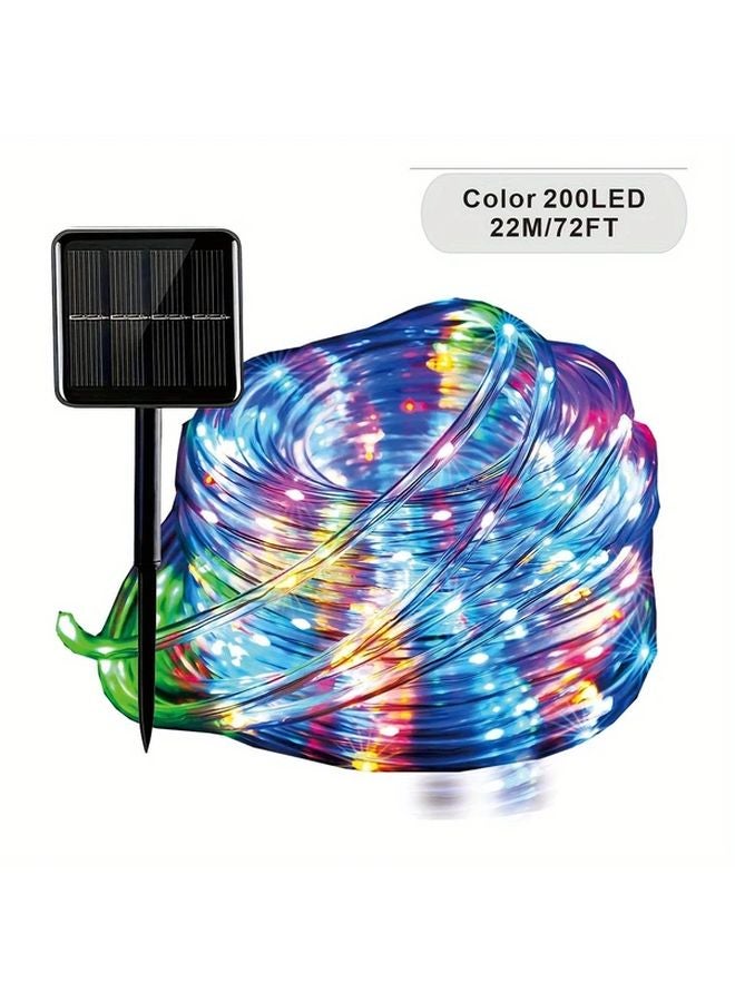 200 مصباح LED بطول 72 قدمًا - أضواء سلسلة شمسية للخارج - 8 أوضاع تحكم عن بعد ملونة لحديقة أعياد الميلاد وهالوين - Image 1