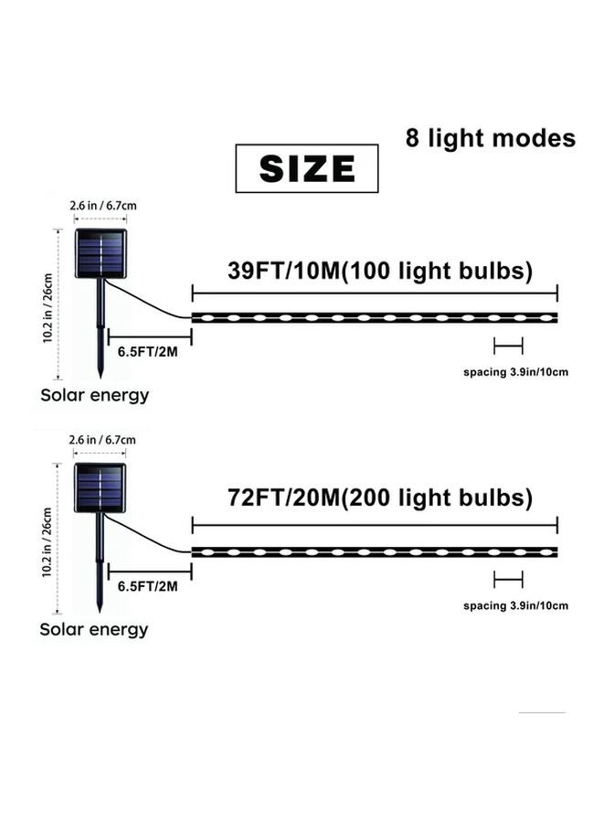 200 مصباح LED بطول 72 قدمًا - أضواء سلسلة شمسية للخارج - 8 أوضاع تحكم عن بعد ملونة لحديقة أعياد الميلاد وهالوين - Image 4