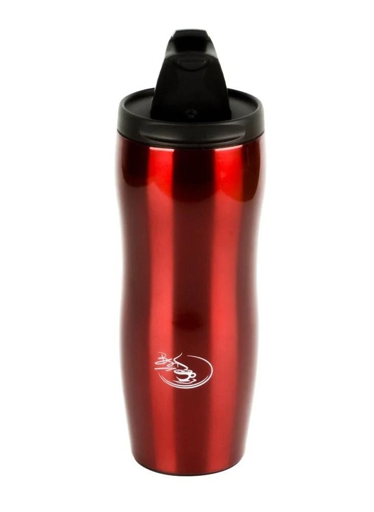 BASURRAH Travel and On-The-Go Thermos Mug - Bright Red, with Leak-Proof Lid, Perfect for Hot and Cold Drinks  - Image 2