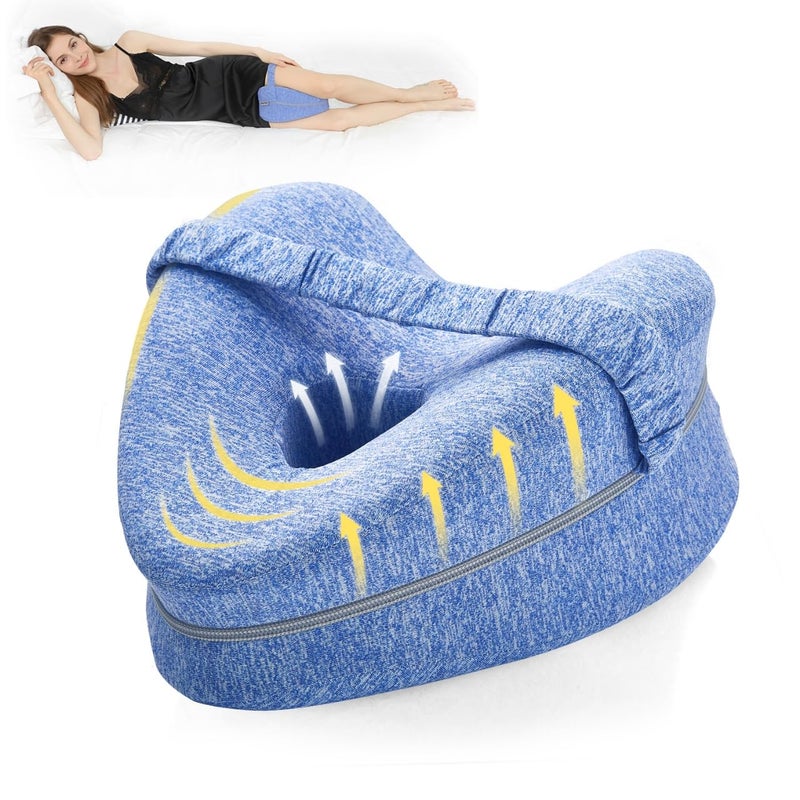 BEAUTRIP Leg Pillow  Ergonomic Side Sleeping Pillows  Memory Foam Knee Pillow with Strap for Side Sleeper  Leg Support Cushion with Removable and Washable Cover