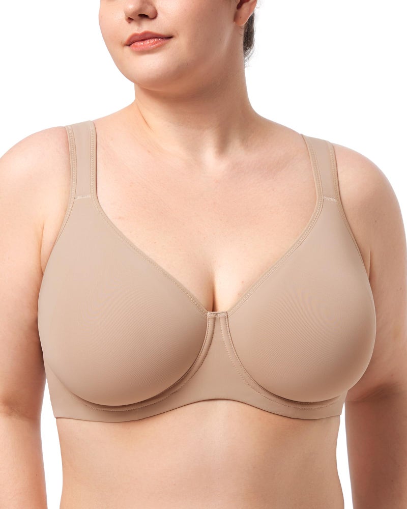 HSIA Bras for Women Minimizer Full Coverage, Plus Size T Shirt Unlined Underwire Smooth Bra, Seamless Cups Joan Ultimate Soft - Image 3
