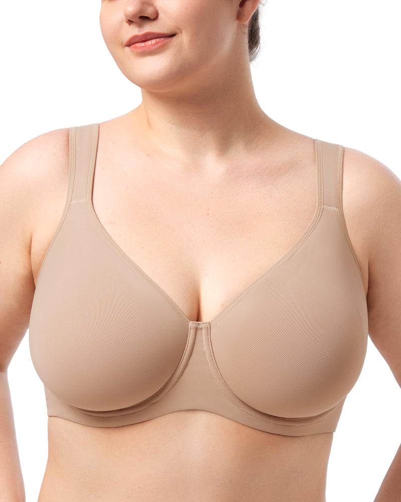 HSIA Bras for Women Minimizer Full Coverage, Plus Size T Shirt Unlined Underwire Smooth Bra, Seamless Cups Joan Ultimate Soft - Image 1