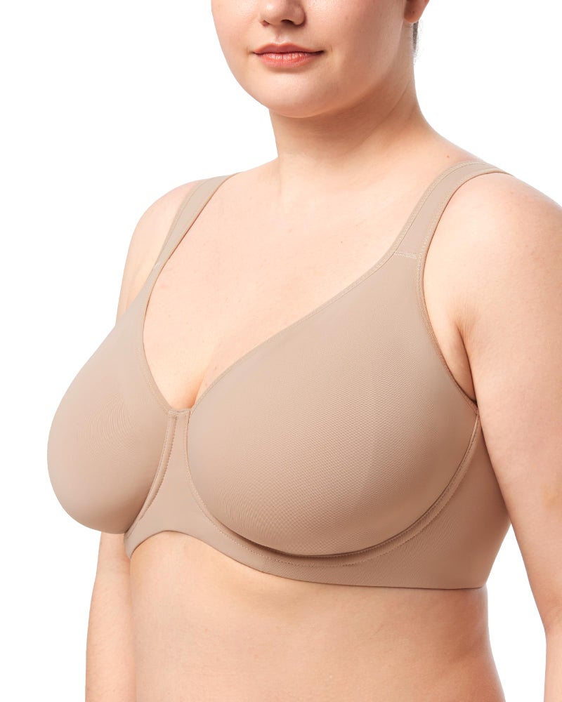 HSIA Bras for Women Minimizer Full Coverage, Plus Size T Shirt Unlined Underwire Smooth Bra, Seamless Cups Joan Ultimate Soft - Image 2