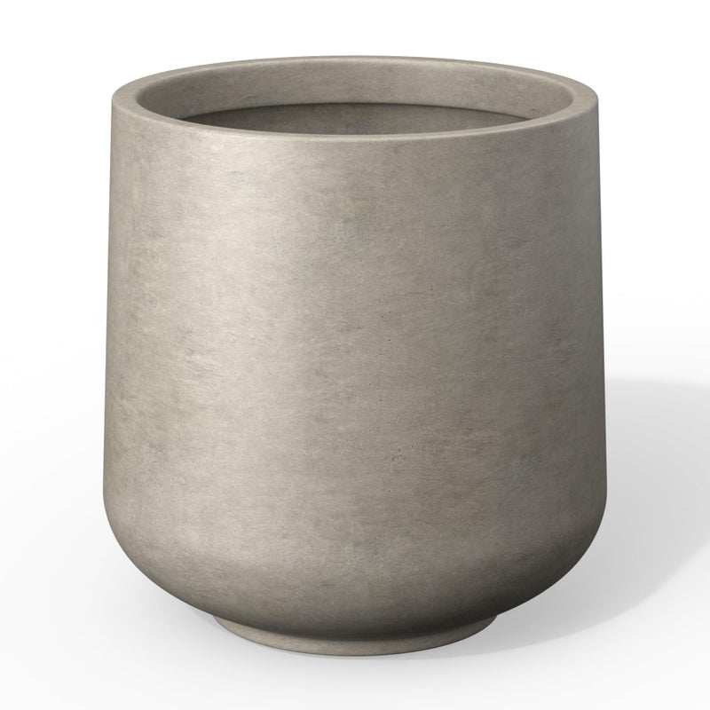 Kante 11.6" Dia Round Concrete Planter, Outdoor Indoor Large Plant Pots Containers with Drainage Hole and Rubber Plug for Home Garden Patio, Weathered Concrete - Image 1