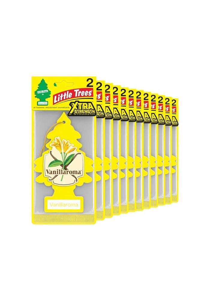 LITTLE TREES Car Air Freshener  Xtra Strength Provides LongLasting Scent for Auto or Home  Extra Boost of Fragrance  Vanillaroma 24 Air Fresheners - Image 1