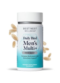 Best Nest Wellness Daily Bird Men Multivitamin With Probiotics Methylfolate Vit B12 Natural Whole Food Organic Blend Once Daily Multivitamin Supplement Includes Bonus Smart Brain Guide 30 Ct  - Image 1