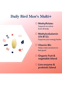 Best Nest Wellness Daily Bird Men Multivitamin With Probiotics Methylfolate Vit B12 Natural Whole Food Organic Blend Once Daily Multivitamin Supplement Includes Bonus Smart Brain Guide 30 Ct  - Image 5