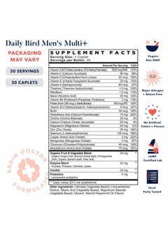 Best Nest Wellness Daily Bird Men Multivitamin With Probiotics Methylfolate Vit B12 Natural Whole Food Organic Blend Once Daily Multivitamin Supplement Includes Bonus Smart Brain Guide 30 Ct  - Image 3