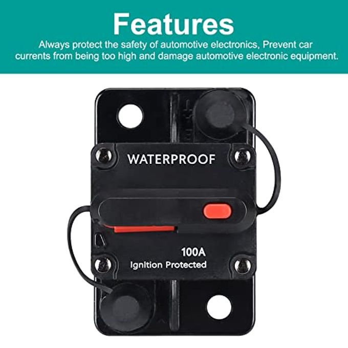 N.C 150 Amp Waterproof Circuit Breaker,with Manual Reset,12V-48V DC, for Car Marine Trolling Motors Boat ATV Manual Power Protect for Audio System Fuse - Image 2