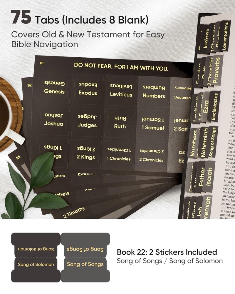 Morjor Bible Tabs for Women and Men, Retro Theme, 75 Large Print Bible Tabs & 1 Bookmark, Laminated Bible Book Tabs for Study Bible, Easy Navigation, Easy-to-Read Sans Serif Type - Image 2