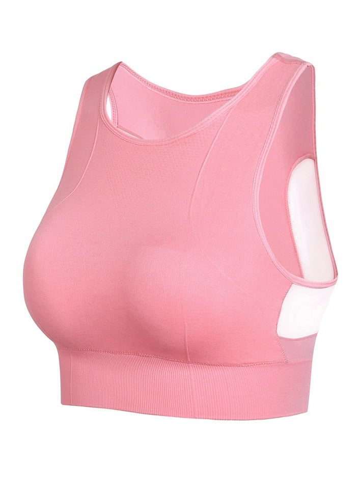 AROAQ Full Coverage Longline Sports Bra, Shockproof Fitness Yoga Running Sports Bra,  Seamless Quick-drying Medium Impact Push Up Tank Top For Yoga Gym Workout, (Size S, Pink)  - Image 1