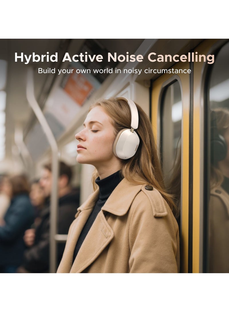 يو جرين سماعات رأس لاسلكية بلوتوث Hitune Max 5C، سماعات رأس فوق الأذن بخاصية إلغاء الضوضاء التكيفية، صوت عالي الدقة، وقت تشغيل يصل إلى 75 ساعة، بلوتوث 5.4، سماعة رأس قابلة للطي والسحب، متوافقة مع سلسلة iPhone 17/16 وGalaxy S26 S25 Ultra لمشاهدة مباريات FIFA 600 mAh - Image 3