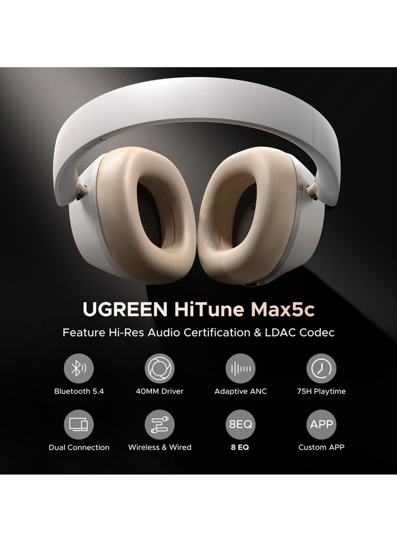 يو جرين سماعات رأس لاسلكية بلوتوث Hitune Max 5C، سماعات رأس فوق الأذن بخاصية إلغاء الضوضاء التكيفية، صوت عالي الدقة، وقت تشغيل يصل إلى 75 ساعة، بلوتوث 5.4، سماعة رأس قابلة للطي والسحب، متوافقة مع سلسلة iPhone 17/16 وGalaxy S26 S25 Ultra لمشاهدة مباريات FIFA 600 mAh - Image 4